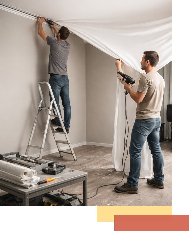 Монтаж натяжного потолка в студии в Вязьме