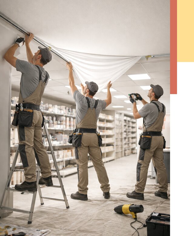 Монтаж натяжного потолка в магазине в Вязьме от 4627 руб. быстро и недорого | ОТДЕЛОЧНИК-Взь