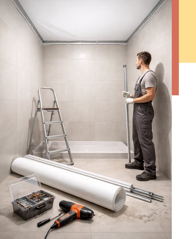 Монтаж натяжного потолка в санузле в Вязьме от 1902 руб. — ОТДЕЛОЧНИК-Взь