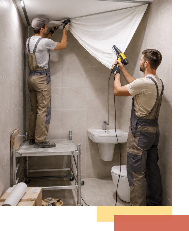 Монтаж натяжного потолка в санузле в Вязьме