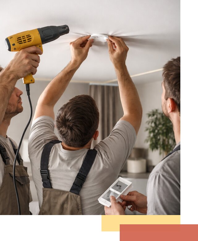 Ремонт прокола полотна натяжного потолка в Вязьме