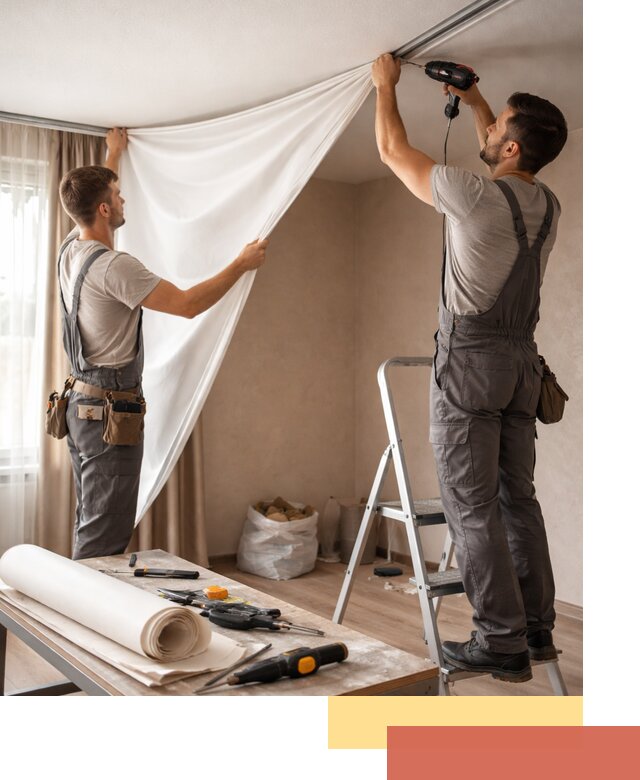 Замена полотна натяжного потолка в Вязьме быстро и качественно