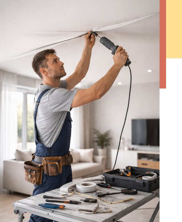 Ремонт натяжных потолков в Вязьме от 9768 руб. под ключ — ОТДЕЛОЧНИК-Взь