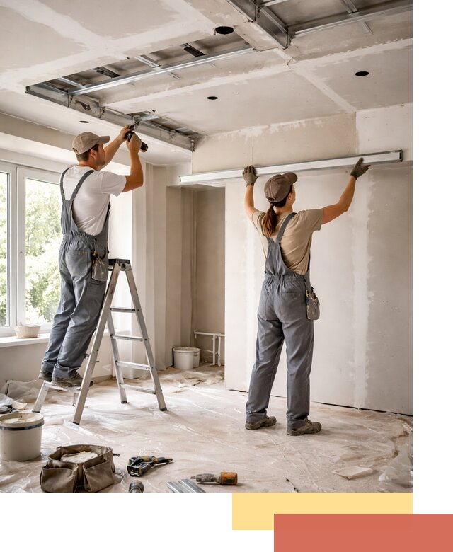 Монтаж многоуровневого потолка из гипсокартона в Вязьме