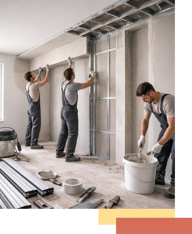 Монтаж потолка из гипсокартона с нишей в Вязьме