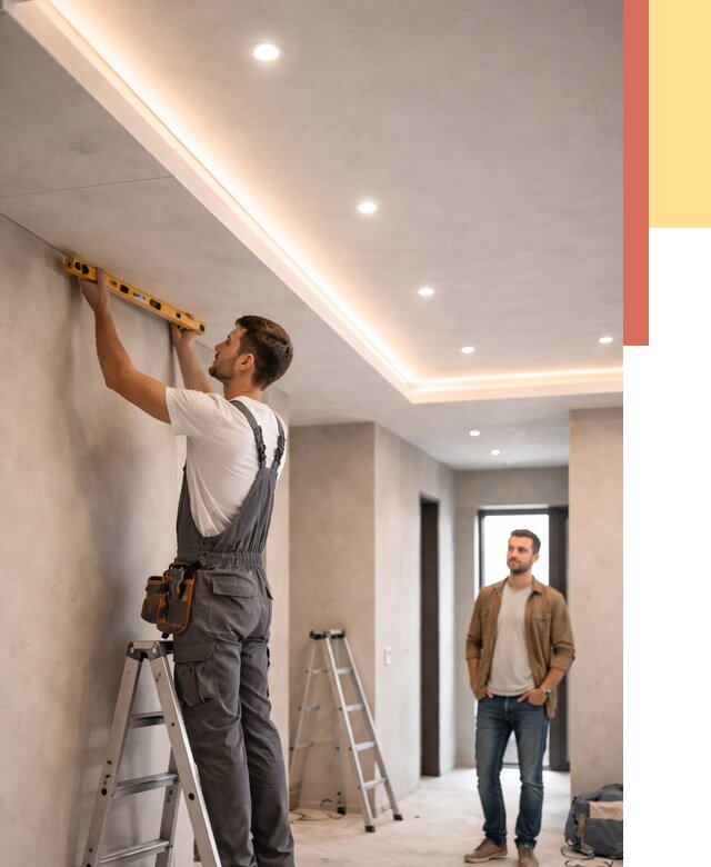 Потолок из гипсокартона с подсветкой в Вязьме от 771 руб./м2 под ключ | ОТДЕЛОЧНИК-Взь