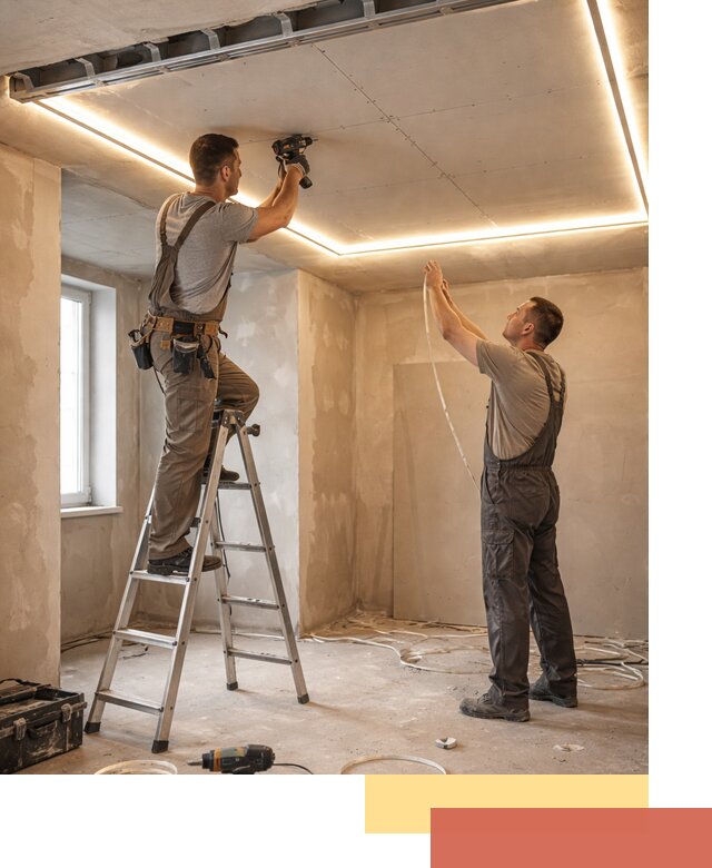 Потолок из гипсокартона с подсветкой в Вязьме