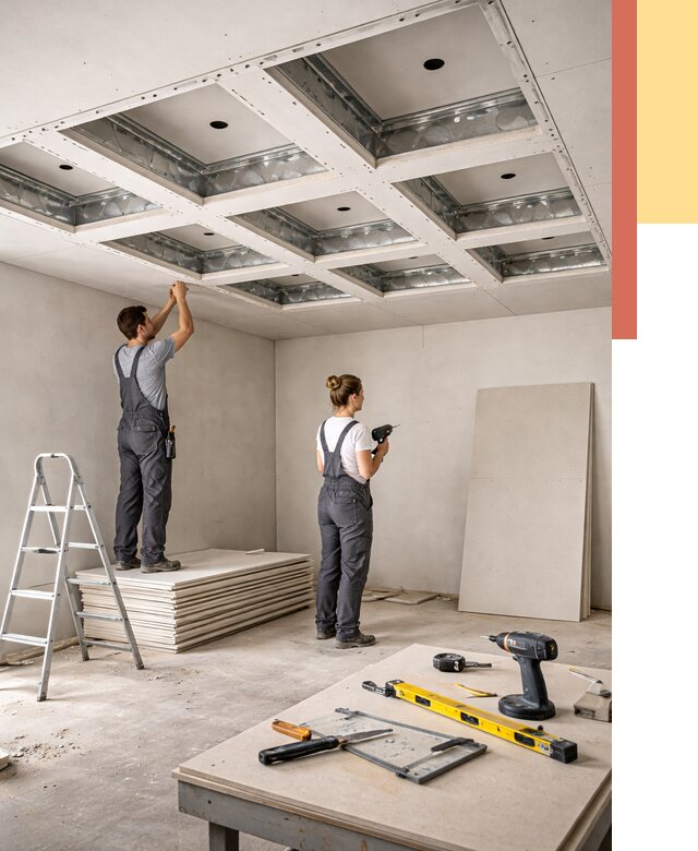 Кессонный потолок из гипсокартона в Вязьме от 1902 руб. — монтаж и под ключ | ОТДЕЛОЧНИК-Взь