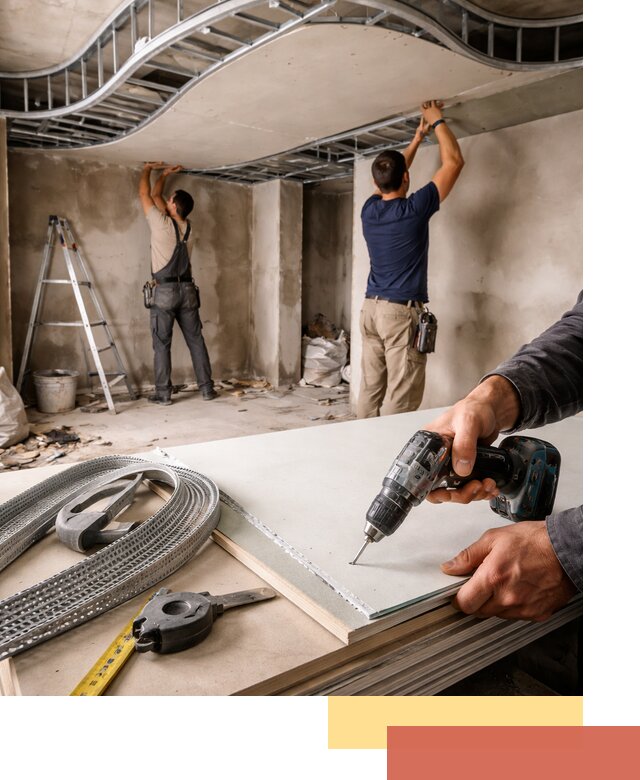 Криволинейный потолок из гипсокартона в Вязьме — монтаж и отделка