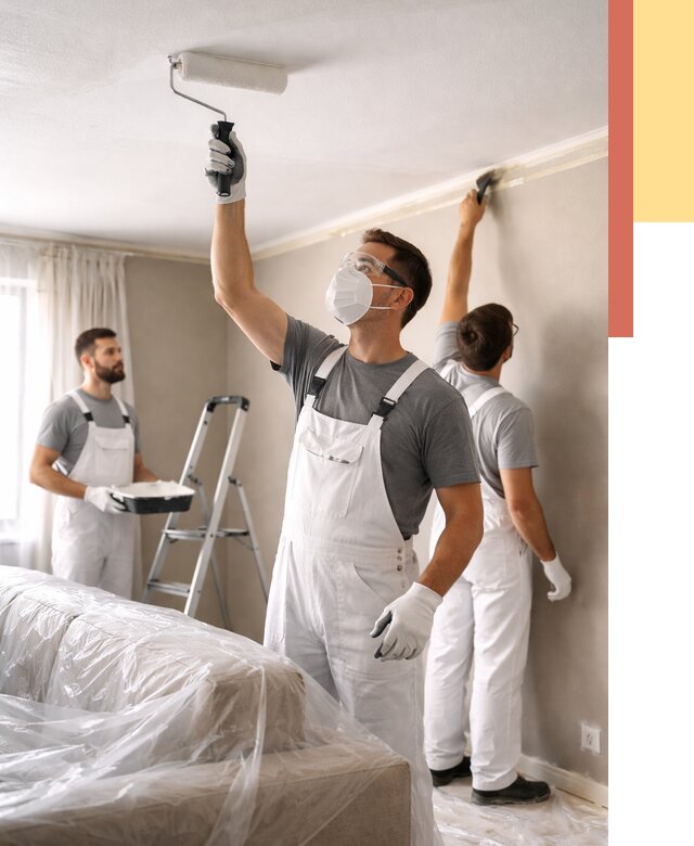 Покраска потолка водоэмельсионной краской в Вязьме от 2262 руб/м² — услуги под ключ | ОТДЕЛОЧНИК-Взь