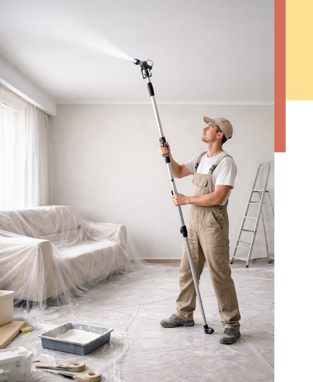 Покраска потолка краскопультом в Вязьме от 4627 руб. быстро и недорого | ОТДЕЛОЧНИК-Взь