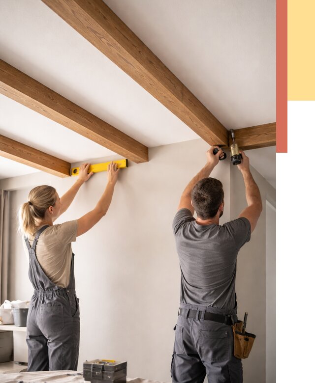 Монтаж декоративных балок на потолок в Вязьме от 4318 руб. — ОТДЕЛОЧНИК-Взь