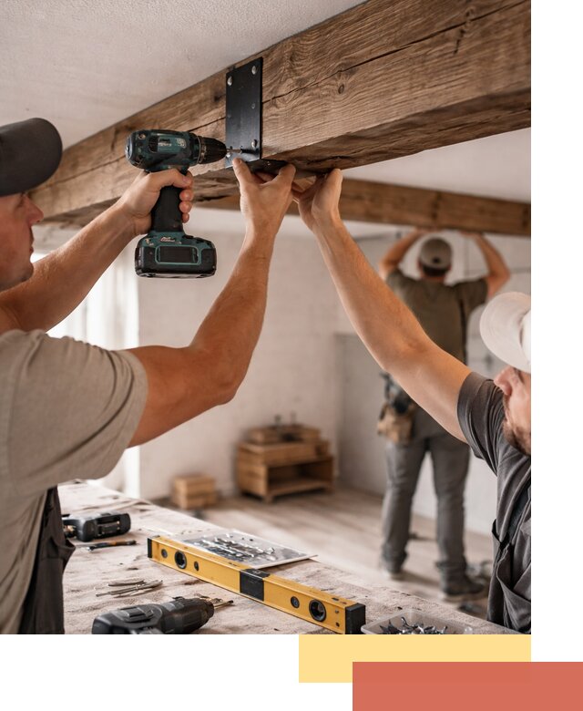 Монтаж декоративных потолочных балок в Вязьме